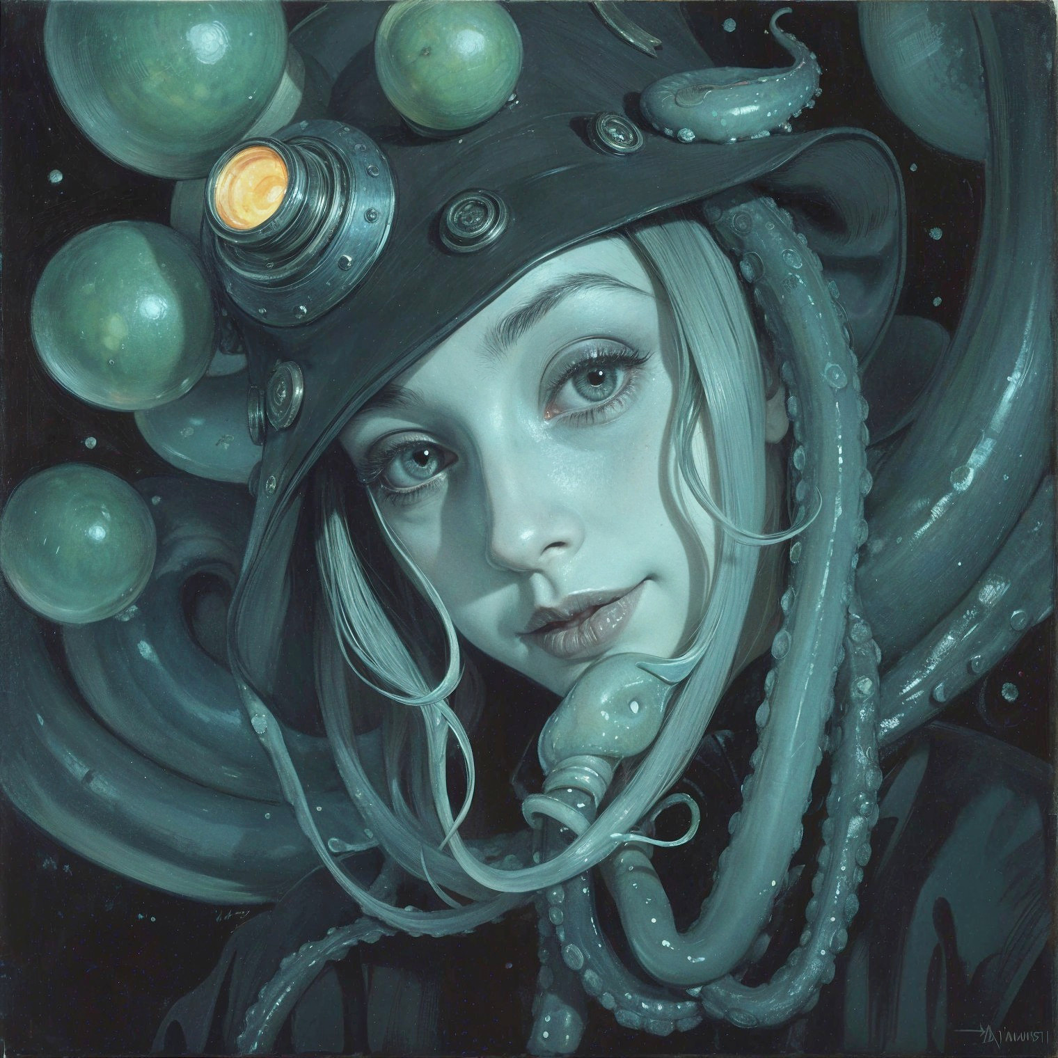 Surreal Portrait of a Woman with Octopus Tentacles