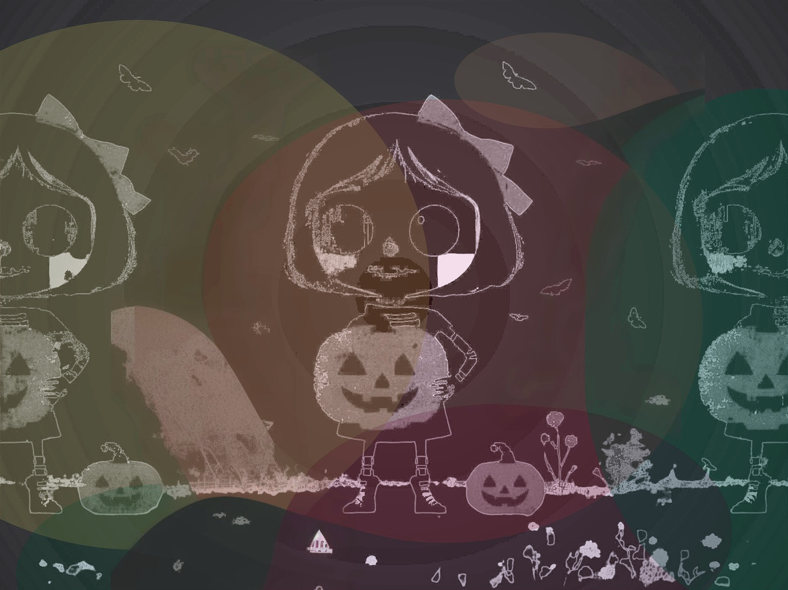 Whimsical Halloween Illustration with Cartoon Character