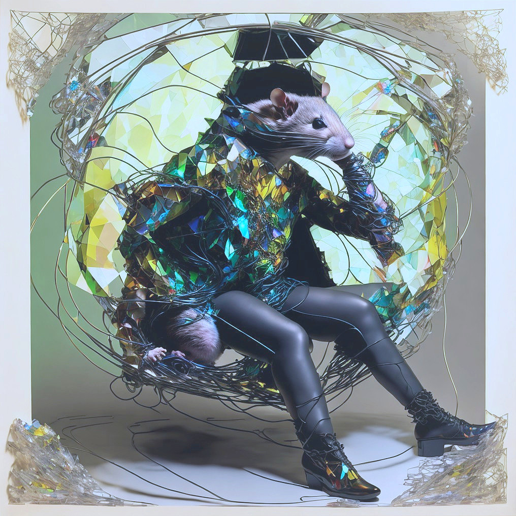 Whimsical Figure with Human and Rodent Features