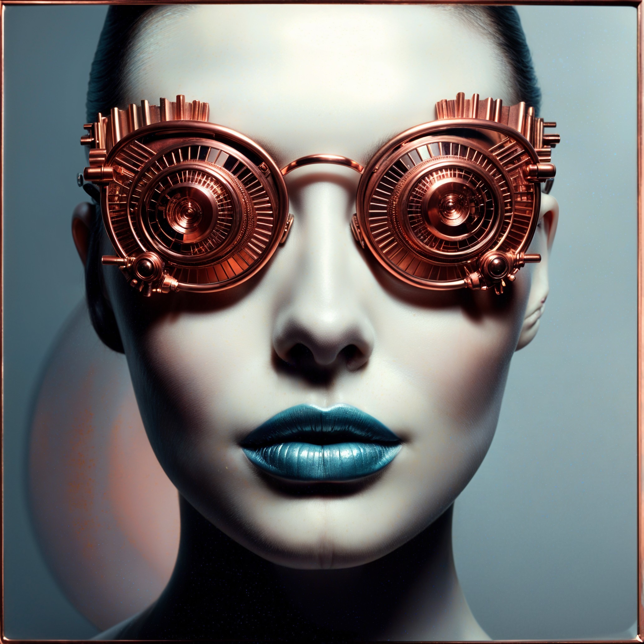Steampunk-Inspired Fashion with Bold Teal Lipstick