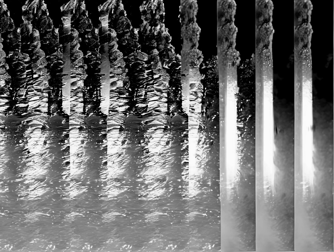 Stylized Vertical Patterns Reflecting in Water Surface