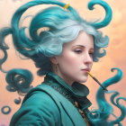 Illustration of a man in a greenish period costume