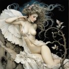 Serene Figure in Dreamy Landscape with Cosmic Background