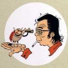 Stylized illustration of a man preparing a dish