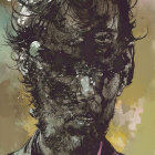 Male Figure Surrounded by Abstract Swirling Patterns