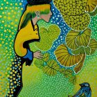 Vibrant Abstract Portrait of a Woman with Nature Elements