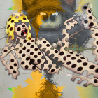 Bold Polka Dot Figure on Vibrant Abstract Background