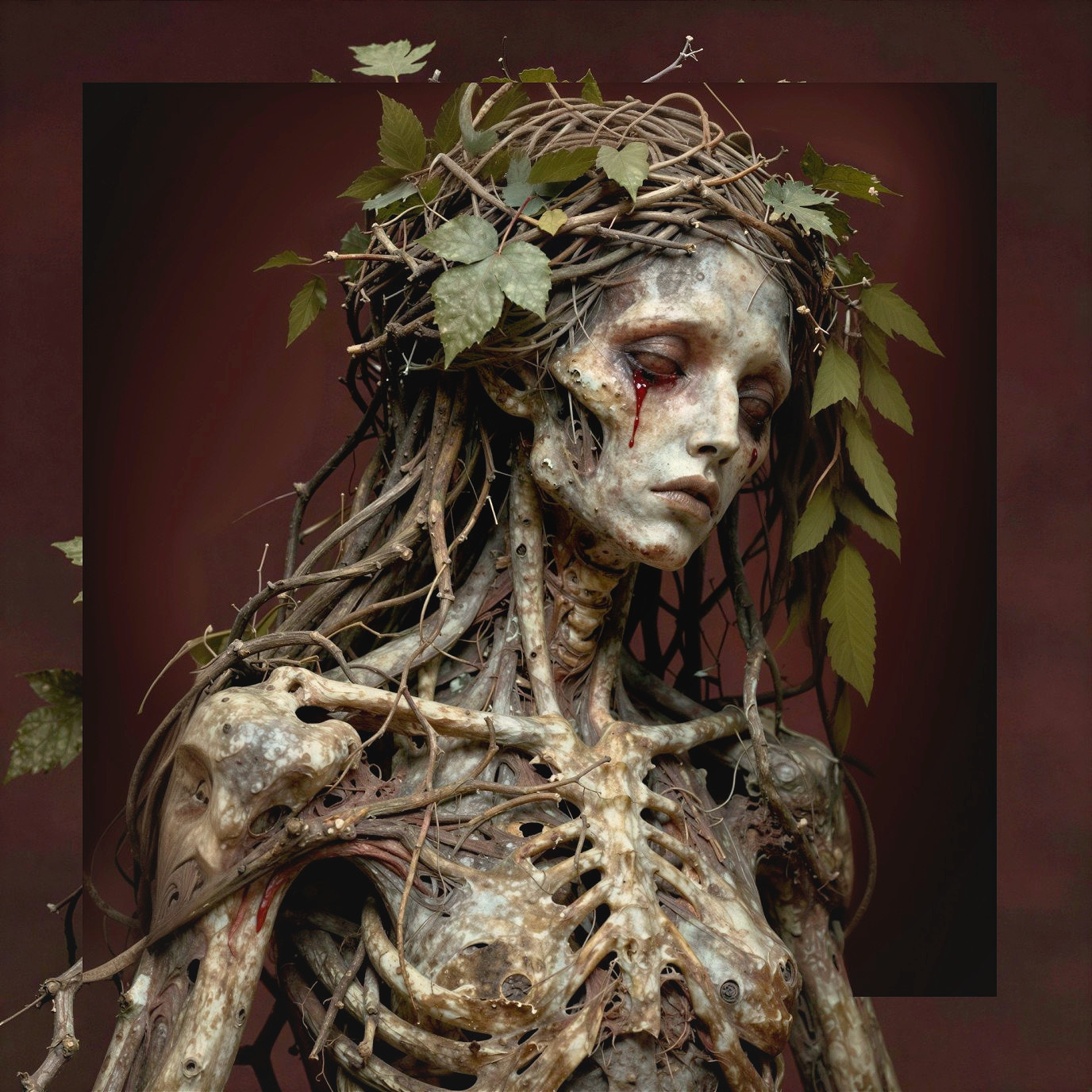 Full Bust Portrait of a Root and Vine Dryad Figure