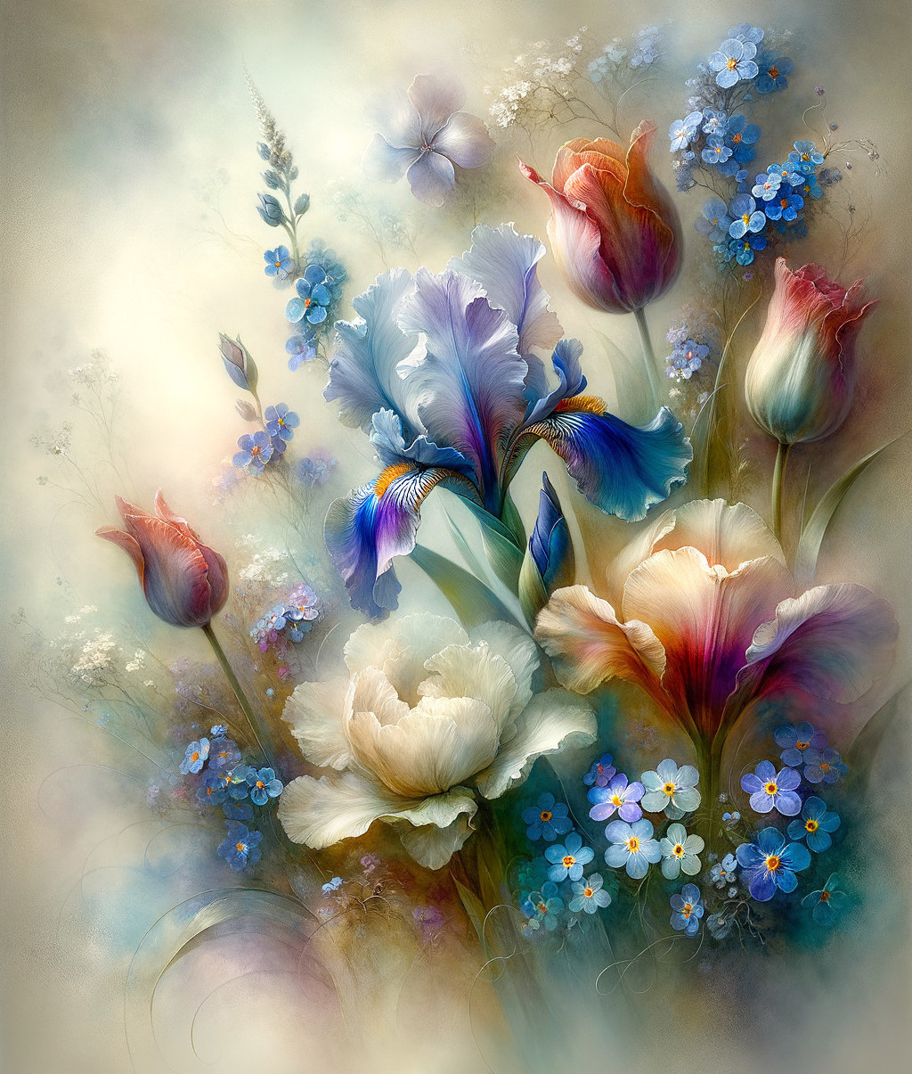 Vibrant Flower Arrangement with Pastel Background