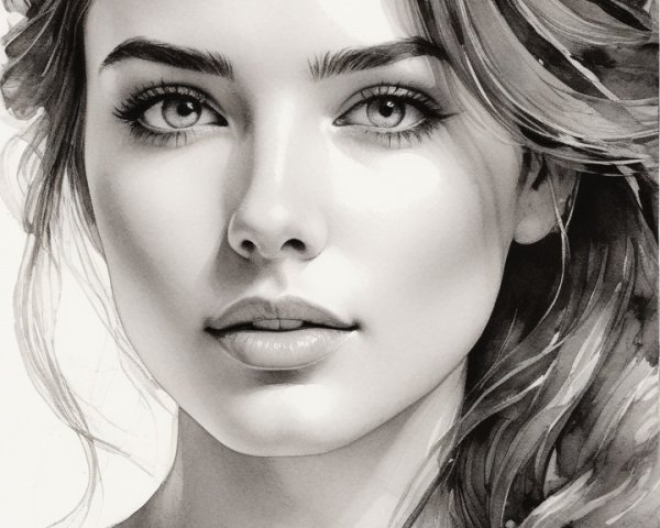 Black and white portrait of a young woman with elegance