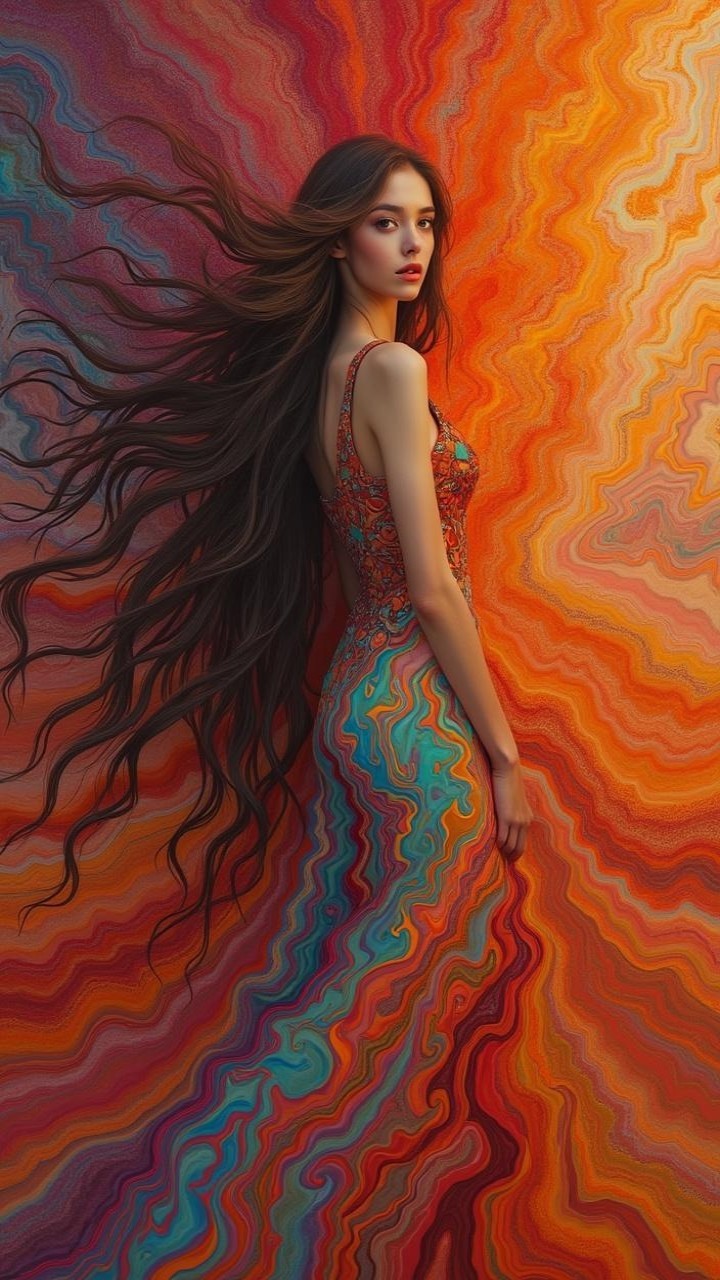 Portrait of a Young Woman with Vibrant Background