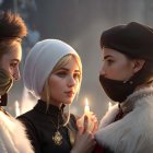 Regal Attire with Candlelight Creating Intrigue