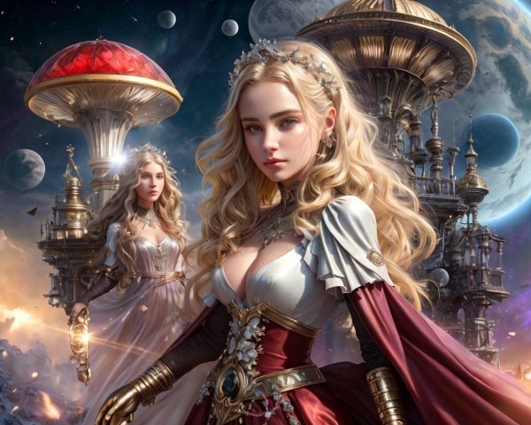 Fantasy Illustration of Women in Elaborate Dresses