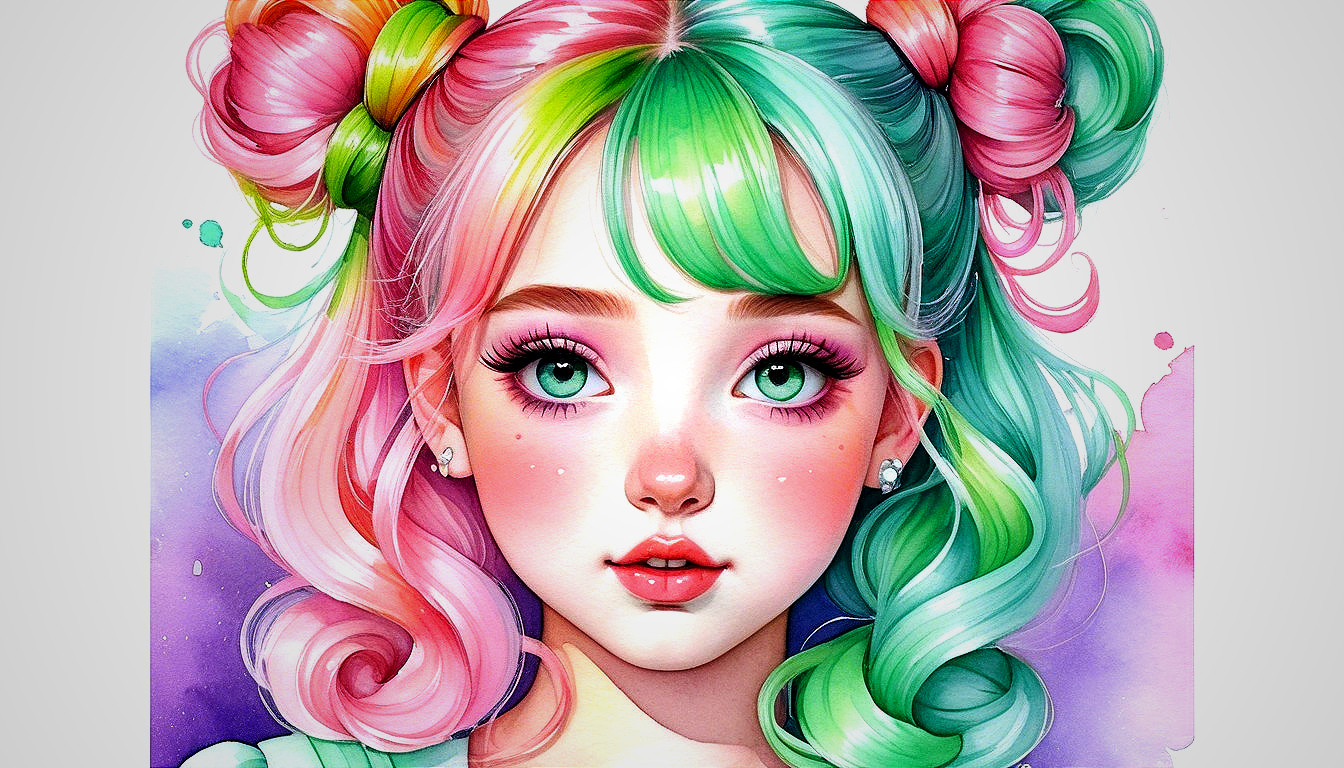 Vibrant Digital Illustration of a Whimsical Girl