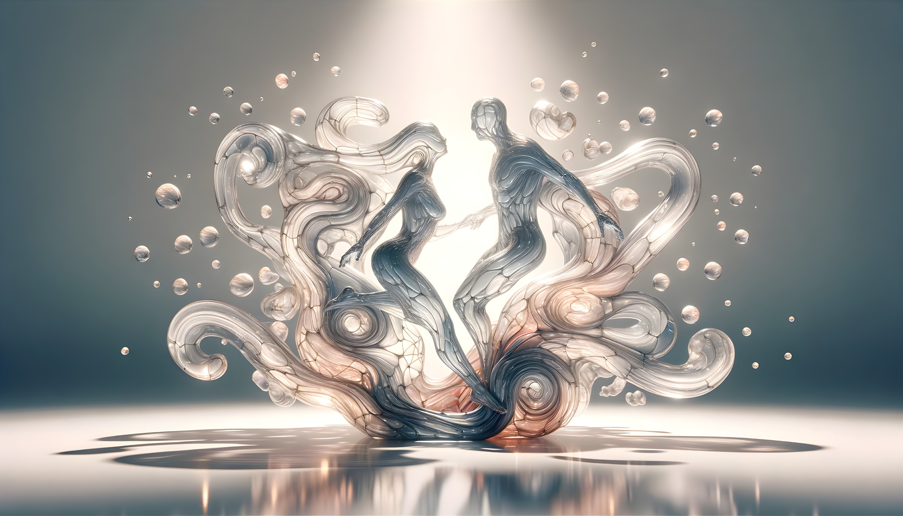 Digital Art of Ethereal Figures in Smoke Patterns