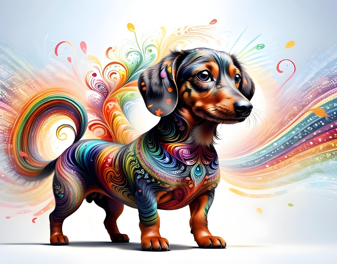 Colorful Artistic Depiction of a Dachshund