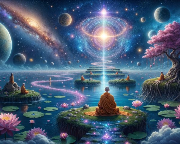 Meditation in a Cosmic Landscape with Floating Islands