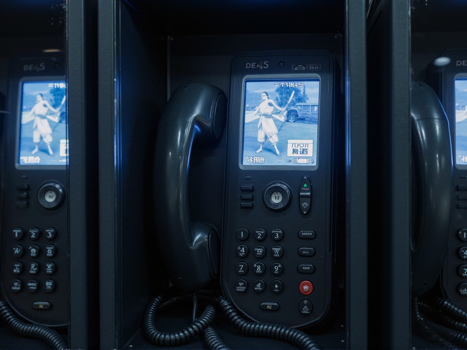 Modern Black Payphones with Colorful Dance Displays