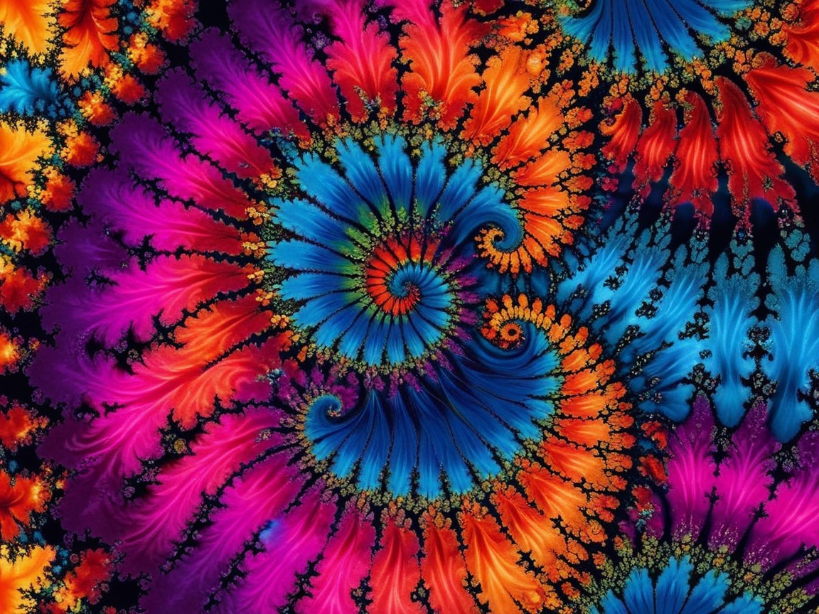 Vibrant Fractal Design with Swirling Patterns and Colors
