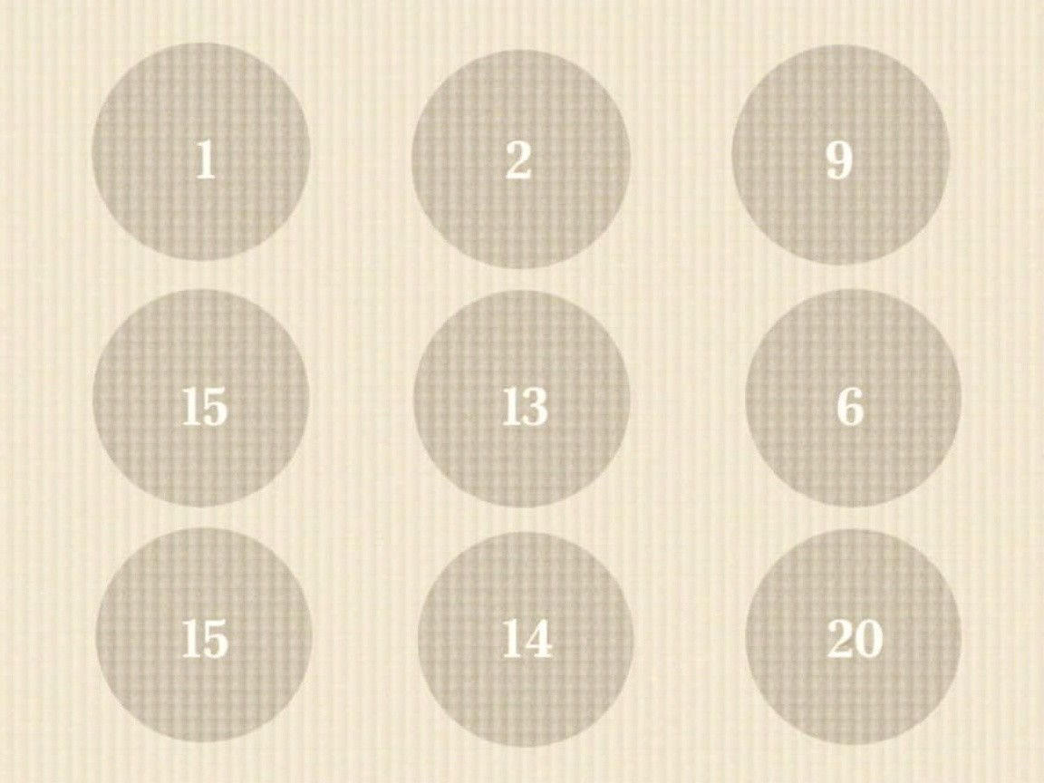 Grid of Numbered Circles on Beige Background