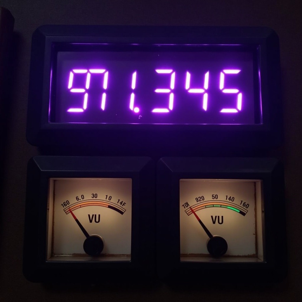 Digital Display with Purple Number and VU Meters
