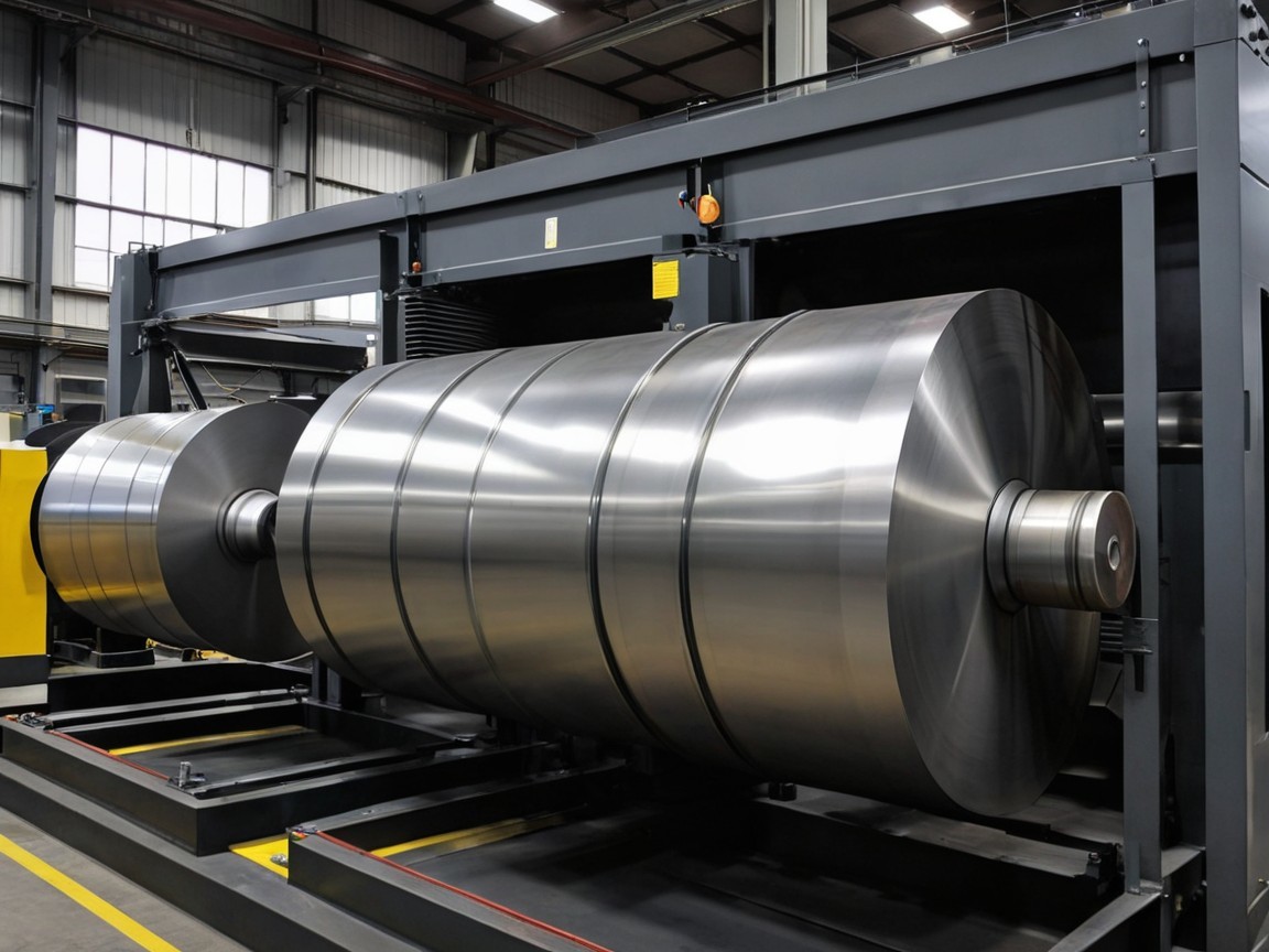 Large Industrial Machine with Cylindrical Metal Rollers