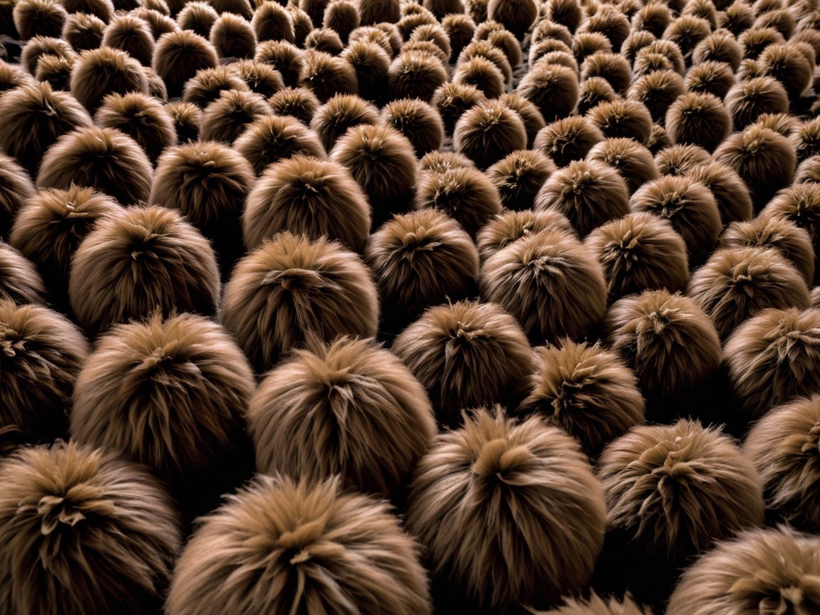 Dense Brown Pom-Pom Shapes Create Textured Landscape
