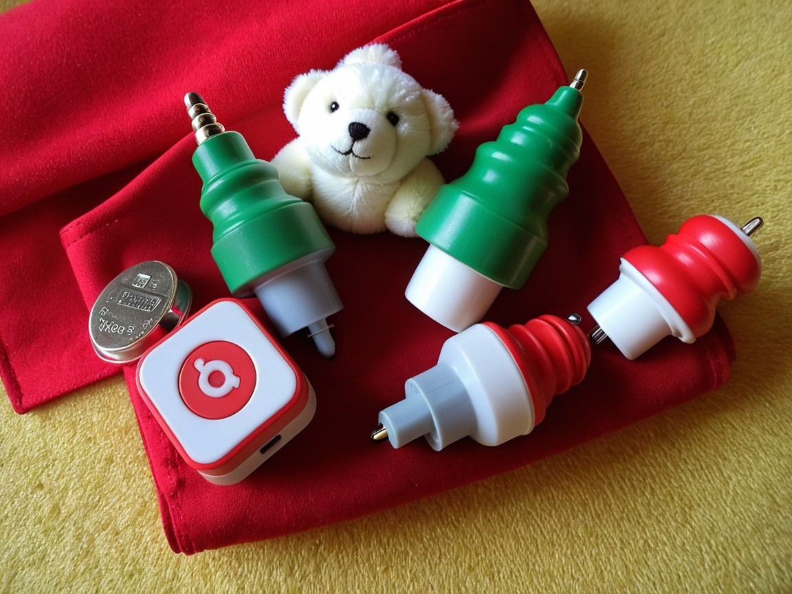 Colorful Connectors and Plush Bear on Yellow Surface