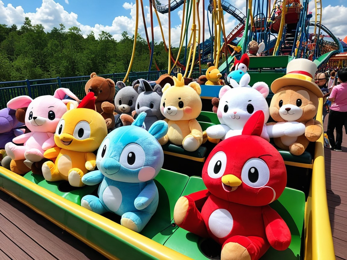 Vibrant Plush Toys on Amusement Park Ride