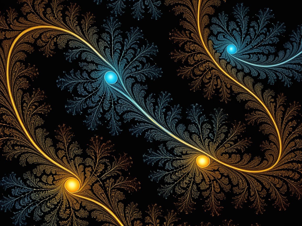 Vibrant Fractal Pattern with Organic Shapes on Black
