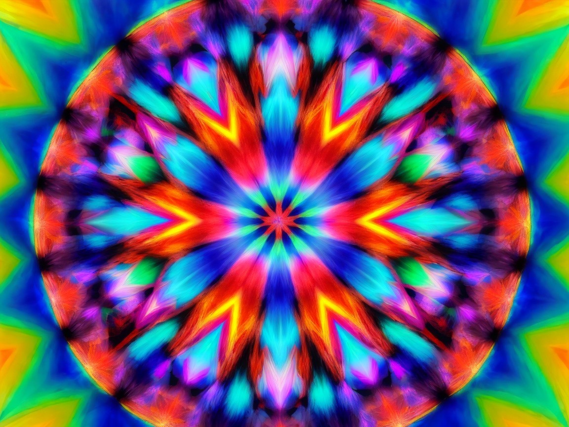 Vibrant Kaleidoscopic Pattern with Symmetrical Design