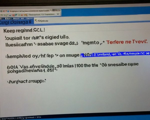 Jumbled Text Displayed on Computer Screen Interface