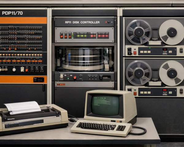 Vintage Computer Setup with PDP 11/70 Mainframe