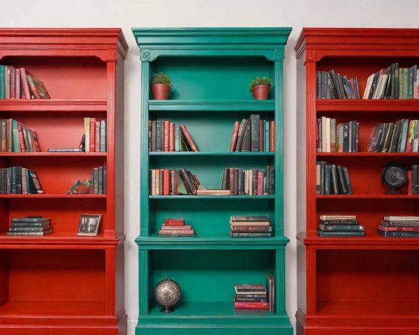 Vibrant Bookshelves with Colorful Design and Plants
