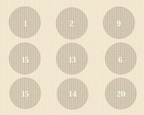 Grid of Numbered Circles on Beige Background