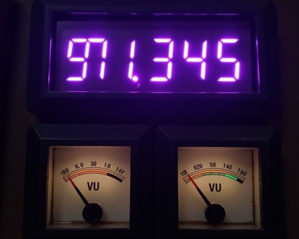 Digital Display with Purple Number and VU Meters