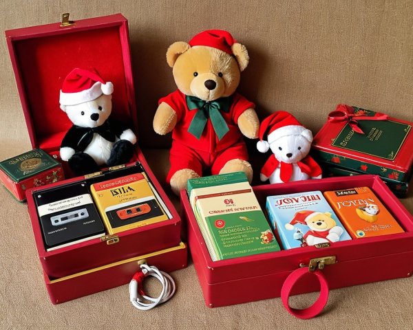 Festive Display of Teddy Bears and Holiday Gifts