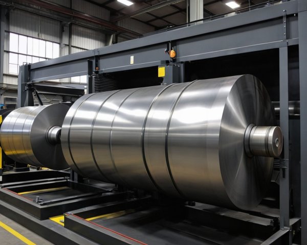 Large Industrial Machine with Cylindrical Metal Rollers