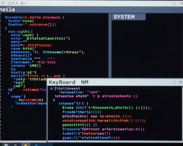 Close-Up of Computer Monitor with Code and Empty Window