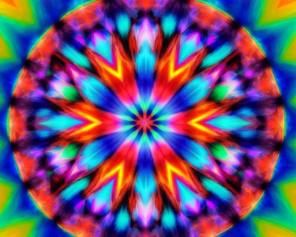 Vibrant Kaleidoscopic Pattern with Symmetrical Design