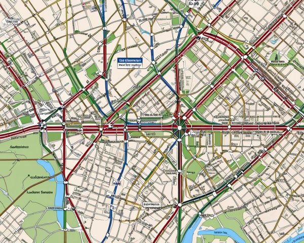 Detailed Street Map with Road Networks and Highlights
