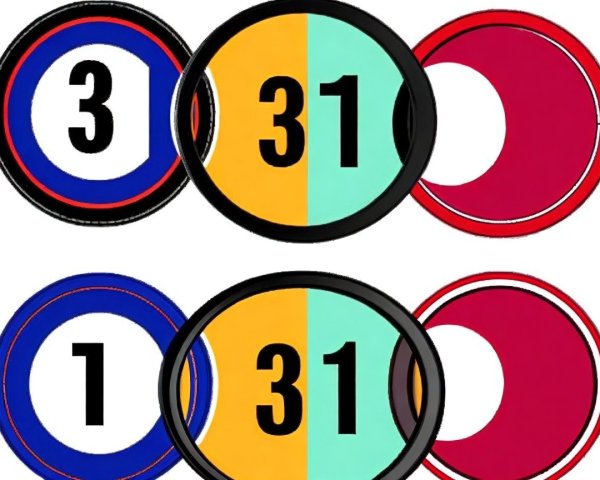 Circular Designs with Numbers in Bold Colors