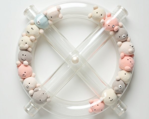 Whimsical Plush Animal Decor in Circular Frame