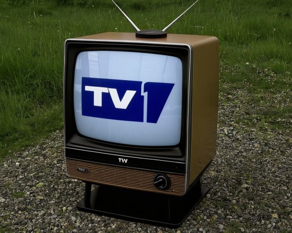 1970s Bronze and Black Television on Gravel Stand