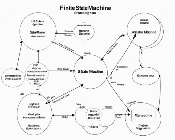Diagram of a Finite State Machine with States and Transitions