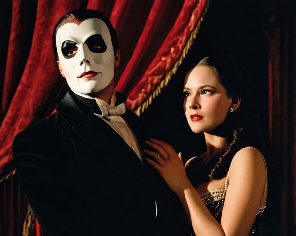 Dramatic Scene of a Tuxedoed Man and Elegant Woman