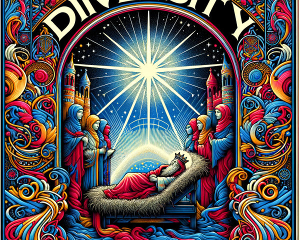 Vibrant Nativity Scene with Diversity Theme and Date