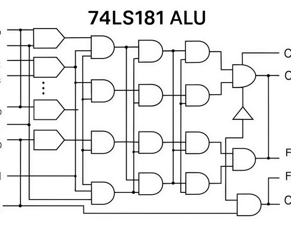 74LS181 ALU Diagram with Input Signal Labels