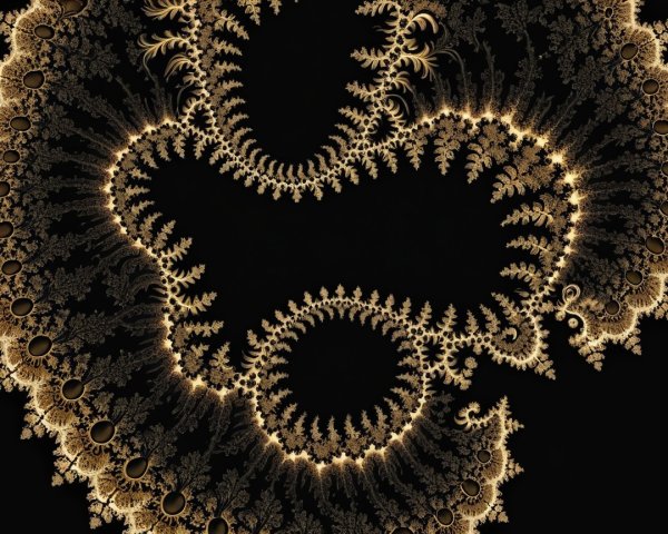 Intricate Fractal Design with Golden Hues on Black Background