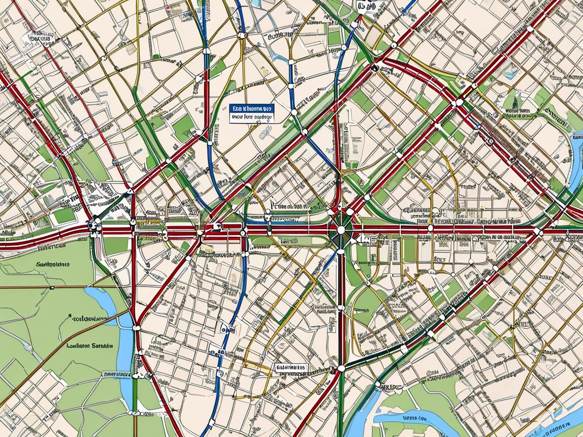 Detailed Street Map with Road Networks and Highlights